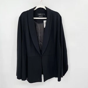 Torrid Studio Luxe Ponte Peplum Blazer Black Size 5X Knit Shawl Collar Lined - Picture 1 of 11