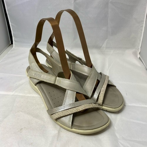 Sandali donna ECCO scarpe comode con zeppa in pelle taglia EUR 39 8 8 5 VENDITORE USA