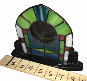 LINDEN Clock Tiffany Inspired Stained Glass Base Only Arts Crafts Mission Style - Picture 1 of 12