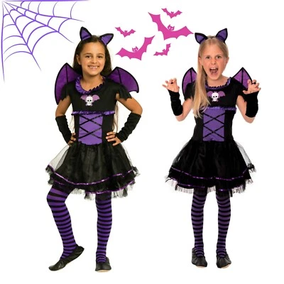 MARKENLOS Halloween Kostüm Kinder Mädchen Vampir Fledermaus Hexenkostüm Batgirl Vampirin