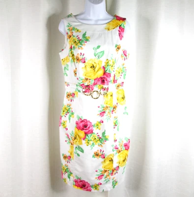 Vestido Vaina Charter Club Audaz Floral Sin Mangas Talla 10 Jardín Fiesta Verano Foto 1 de 4