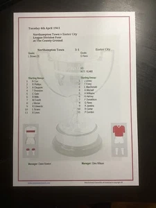 1960-61 Northampton Town v Exeter City Division 4 Matchsheet - Picture 1 of 1