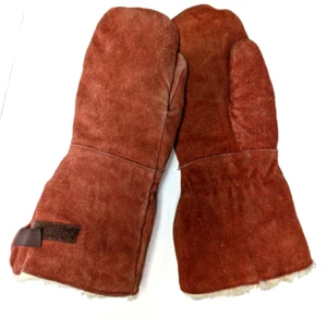 Mens Deerskin Mittens Fleece Lined Large Rust Canadian Goodwear - Picture 1 of 10