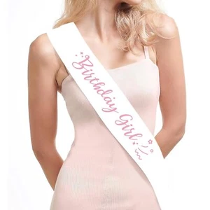 Birthday Sash For Women White Sash With Pink Foil Birthday Girl Sash For Wome... - Picture 1 of 7