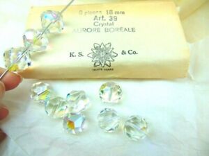 Swarovski Art 39 18mm Crystal 6 Pc Lot AB Beads Chandelier Vintage