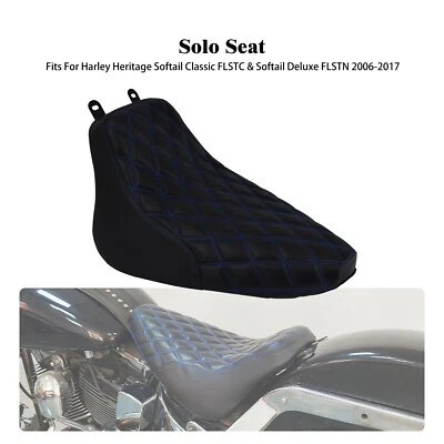 Одиночное сиденье водителя с синей строчкой для Harley Heritage Softail FLSTC Deluxe 06-2017 - Изображение 1 из 4