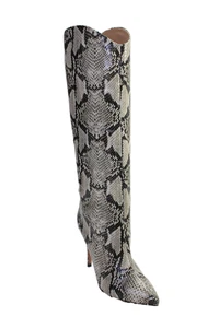 Schutz Womens Animal Skin Print Calf High Stiletto Heel Boots White Size 7 - Picture 1 of 6
