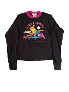 Vintage Bart Simpson The Simpsons Long Sleeve 2tone Shirt Kids Size 14 Small - Picture 1 of 10