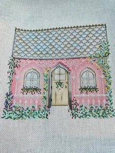 Danae~Pink Victorian Dollhouse~Gothic~Garden~HP Needlepoint Canvas - Picture 1 of 3