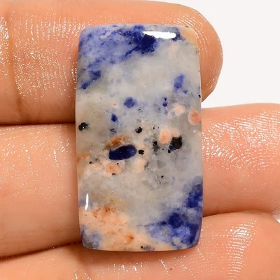 14.5 克拉天然钠石辐射凸圆形散装宝石吊坠 25X14X3 毫米 — 第 1/3 张图片