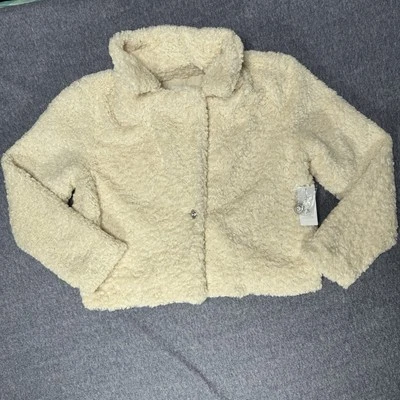 Chaqueta Jessica Simpson Damas Imitación Piel de Oveja Crema Talla Mediana Suave Boho Moda Foto 1 de 4