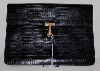 Bolso sin asas Tom Ford T-Clasp Nobile negro cocodrilo cuero en relieve grande Foto 1 de 4