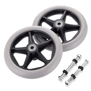 2PCS of 6 Inch Rubber Wheel Replacement Wheelchair Front Wheels Rollator Walk... - Picture 1 of 7