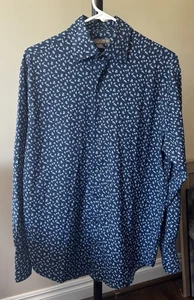 Peter Millar Shirt Mens Medium Golf Summer Comfort Aronimink Navy Flower L/S - Picture 1 of 9