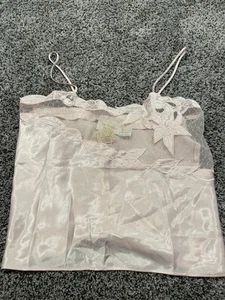 Vintage Victoria’s Secret Does 20s Pink Floral Poly Satin Crop Cami Top Sz S NWT - Picture 1 of 5