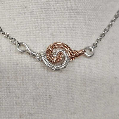 Медь серебряная проволока сплетенный ошейник ожерелье ручной работы минимальный простой ювелирных изделий - Изображение 1 из 4