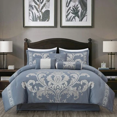 Chezmoi Collection Royale 7-Piece Bedding Set Jacquard Floral Comforter Set - Image 1 of 4
