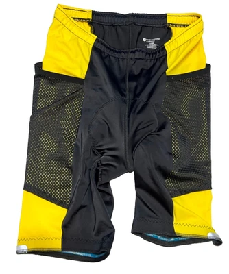 Aero Tech Designs Cycling Shorts Gel Padded Black Yellow Large - Image 1 of 4