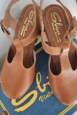 New Sbicca Leather Platform Wooden Close Sandals Size 9 Women - Image 1 of 4