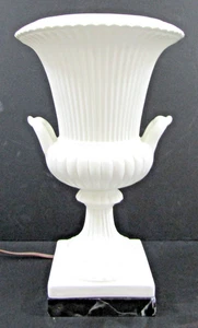 Vintage Lenox White Urn Torchier Lamp on Black Marble Base circa 1950s - Picture 1 of 14