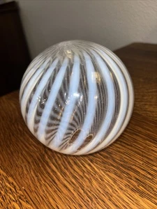 Antique Opalescent Swirl Globe Victorian Glass Fixture Lamp Shade - Picture 1 of 9