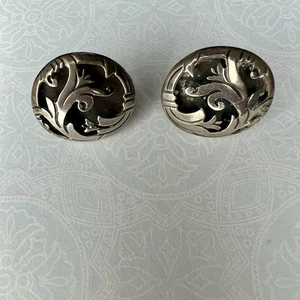 Vintage Taxco Torres EAC Sterlingsilber 925 runde Kuppel Blumen Schraubverschluss Ohrringe - Bild 1 von 6