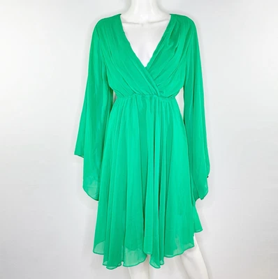 Меган Лос-Анджелес зеленый шифоновое платье размер S длинным рукавом официальный праздник вечеринки - Изображение 1 из 4