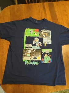 Rick and Morty Dark Blue Cartoon Network Adult Mens Graphic T-Shirt XL - Picture 1 of 24