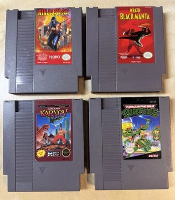 Lot of 4 NES Games Ninja Gaiden - TMNT - Karnov - Black Manta - Tested - Cleaned - Image 1 of 4