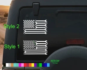 Schraubenschlüssel amerikanische Flagge Aufkleber Mechaniker Decal Auto Werkzeugkiste LKW Stoßstange Vinyl - Bild 1 von 4