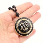 Islamic Muslim Allah Pendant Necklace Goldtone Rosary Beaded Chain Men Son Gift