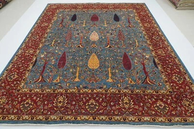 8x10 Blue Tree of Life Afghan Hand Knotted Wool Oriental Traditional Rug - Image 1 of 4