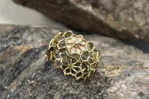 Anello Clogau oro giallo e rosa 9 kt camera di osservazione diamanti misura P raro - Foto 1 di 8
