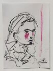 Uneasy Girl Oil Pastel Drawing 12X8"MINIMALISM Portrait VIVEK MANDALIA Original 