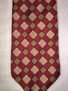 Geoffrey Beene Classic Designer Red Gold Geometric Silk USA Necktie - Picture 1 of 4