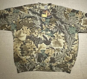 Vintage Jerzees Outdoor Camouflage Sweatshirt Faded Crewneck 3XL Neu Mit Etikett - Bild 1 von 10