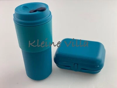 Tupperware NEU, Kaffeebecher, Blau, Eco, Coffee to go, mit Brotdose - Bild 1 von 4