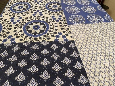 Edredón doble/queen 100 % algodón floral azul y blanco Garnet Hill + 2 fundas Foto 1 de 4