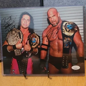 Incredible WCW Rivals Goldberg Bret Hitman Hart Dual Signed 8x10 Photo JSA Cert - Picture 1 of 8