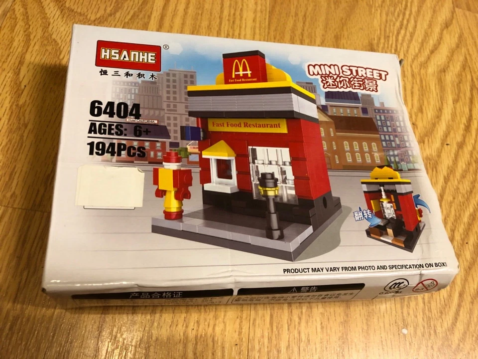 6404 HSANHE Burger Restaurant Fast Food City Building Blocks Bricks Set Mini Str - Image 1 of 2