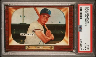 Eddie Mathews Bowman 1955 #103 Milwaukee Braves PSA clasificación 4 en muy buena condición-excelente Foto 1 de 3