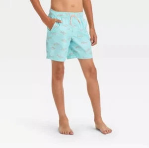 Boys' Sharks Printed Swim Trunks - Cat & Jack BlueSize S 6/7 - Picture 1 of 2