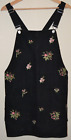 Womens Black Floral Embroidered Topshop Pinafore Dungaree Dress UK 10