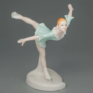Veronese Porcelain Girl Dress Skater Figurine Cyan Statue Sculpture 6" ITALY - Picture 1 of 1
