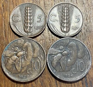LOT DE 4 PIÈCES ITALIE 5 et 10 CENTESIMI DES ANNÉES 20 (1045) - Picture 1 of 2