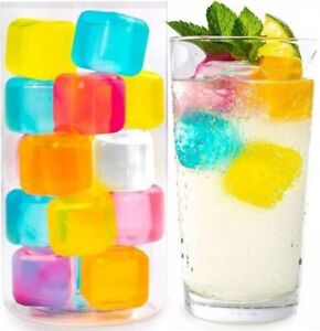 Reusable Plastic Ice Cubes BBQ Party Summer Green, Blue, Pink, Orange 40/60 Pack
