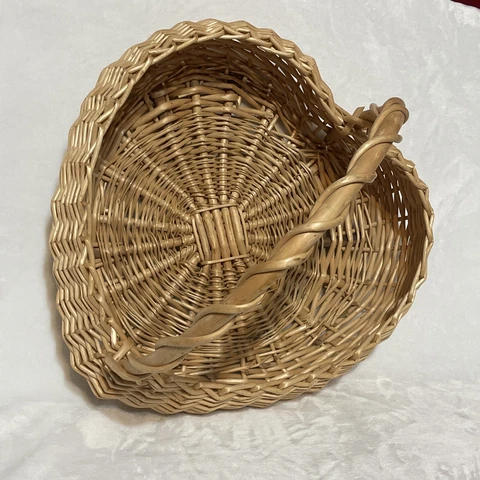 Large Heart Shaped Wicker Basket Handle Cover