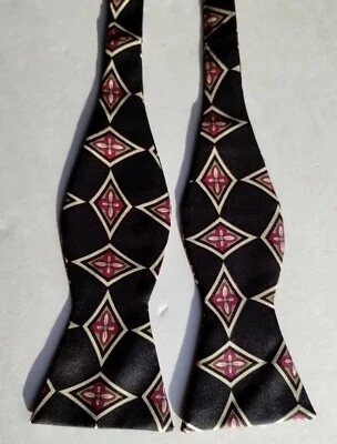 De Colección POLO RALPH LAUREN 100% Seda Pajarita DIAMANTE FLORAL Negro Rojo Dandy Preppy Foto 1 de 4