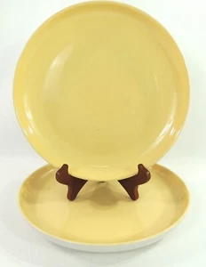 Pottery Barn Light Yellow with White Bottom Dinner Plate 10 1/2" Set of 2 - Picture 1 of 4