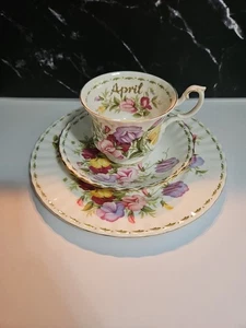 Royal Albert Flower of the Month April Teacup Saucer Dinner Plate set - Picture 1 of 14